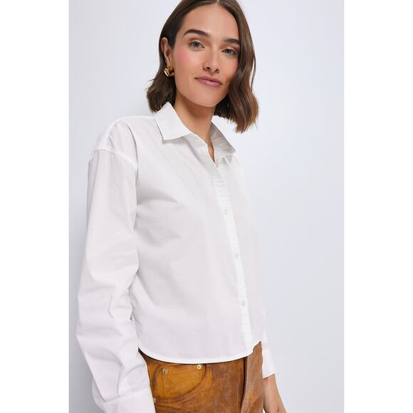 TUCKERNUCK White Cropped Jasper Button Down Size L NWT Retail $128 Tuckernuck - Picture 2 of 6